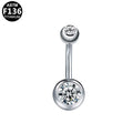 ASTM F136 Titanium 14G Internal Thread Belly Button Ring Classic Double CZ Implant Grade Body Jewelry