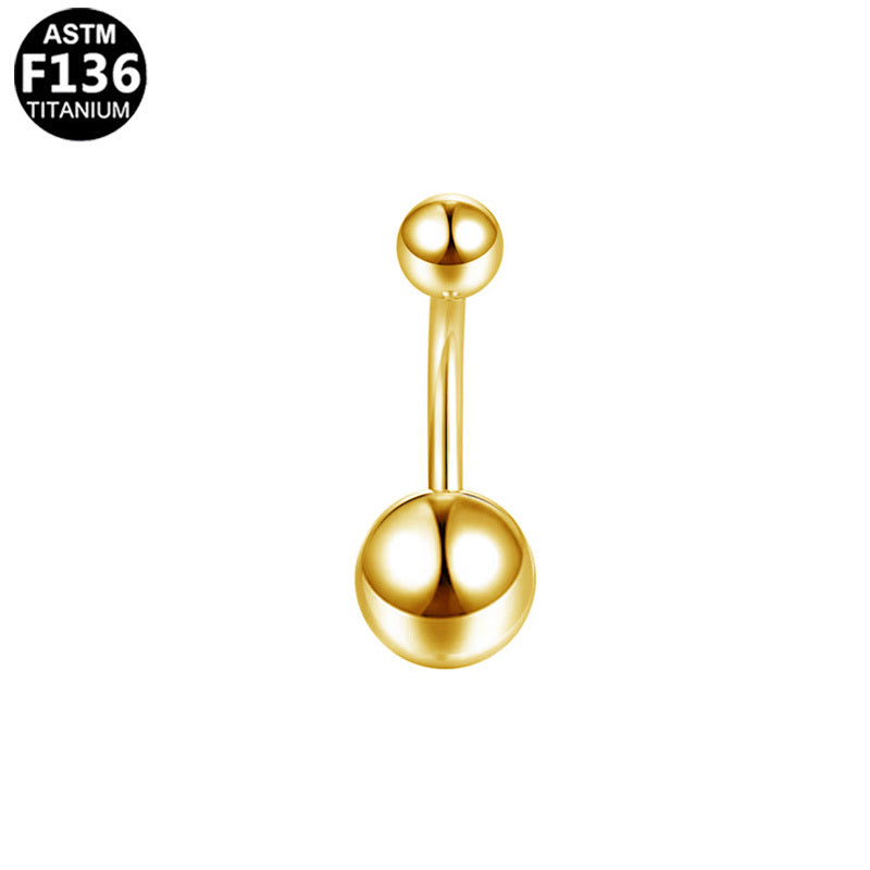 ASTM F136 Titanium High-Polish Ball Internal Thread Belly Button Ring Gold PVD Minimalist Implant Grade Body Jewelry