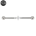 ASTM F136 Titanium 14G Industrial Barbell Geometric CZ Pave Scaffold Earring Implant Grade Cartilage Jewelry