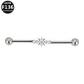 ASTM F136 Titanium 14G North Star Industrial Barbell Celestial CZ Pave Scaffold Earring Implant Grade Cartilage Jewelry