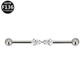 ASTM F136 Titanium 14G Marquise Starfall Industrial Barbell Hypoallergenic Implant Grade Jewelry
