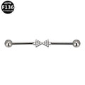 ASTM F136 Titanium 14G Pave Bow Industrial Barbell Scaffold Earring Hypoallergenic Implant Grade Jewelry