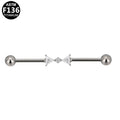 ASTM F136 Titanium 14G Triangle Bow Industrial Barbelln CZ Scaffold Earring Hypoallergenic Implant Grade Jewelry