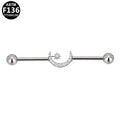 ASTM F136 Titanium 14G Celestial Moon & Star Industrial Barbell CZ Scaffold Earring Hypoallergenic Piercing Jewelry