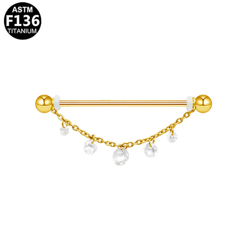 ASTM F136 Titanium 14G Dangle CZ External Thread Industrial Barbell Elegant Scaffold Hypoallergenic Piercing Jewelry