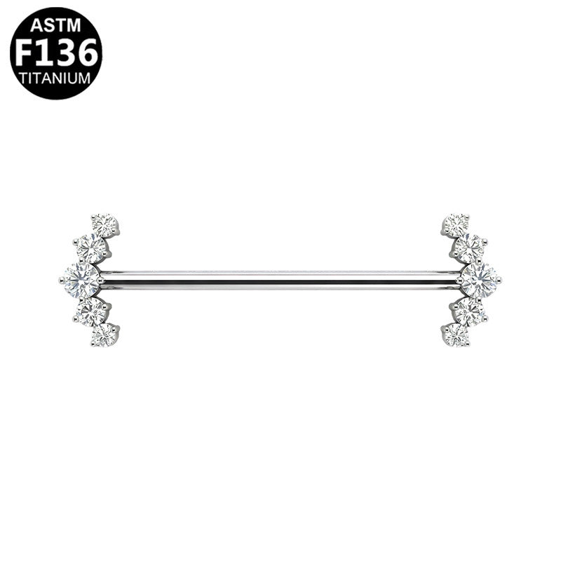 ASTM F136 Titanium 14G 5 Round CZ Cluster Threadless Industrial Barbell Scaffold Hypoallergenic Piercing Jewelry