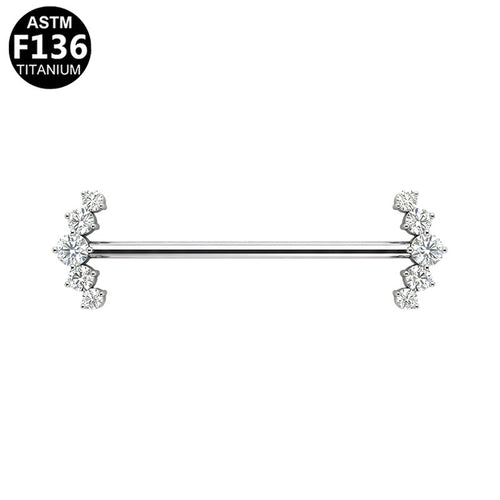 ASTM F136 Titanium 14G 5 Round CZ Cluster Threadless Industrial Barbell Scaffold Hypoallergenic Piercing Jewelry