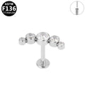 ASTM F136 Titanium 16G Graduated CZ Threadless Labret Implant Grade Piercing Jewelry