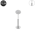 ASTM F136 Titanium 16G Starlight Bloom Floral CZ Threadless Labret Hypoallergenic Piercing Jewelry