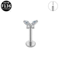 ASTM F136 Titanium 16G Marquise Butterfly Threadless Labret Hypoallergenic Piercing Jewelry