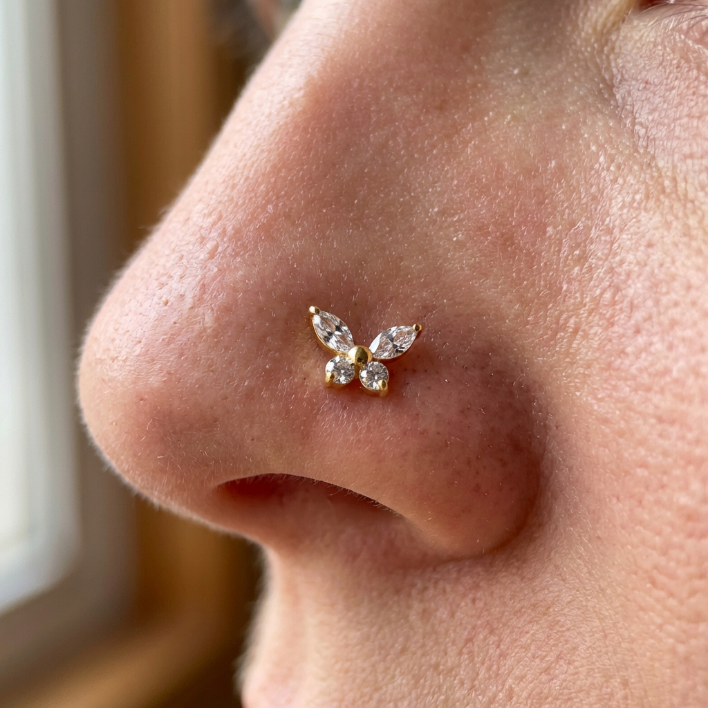 ASTM F136 Titanium 16G Marquise Butterfly Threadless Labret Hypoallergenic Piercing Jewelry