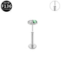 ASTM F136 Titanium 16G Emerald & Clear Duo Threadless Labret Hypoallergenic Piercing Jewelry