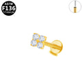 ASTM F136 Titanium 16G18G Quad CZ Threadless Labret Hypoallergenic Piercing Jewelry