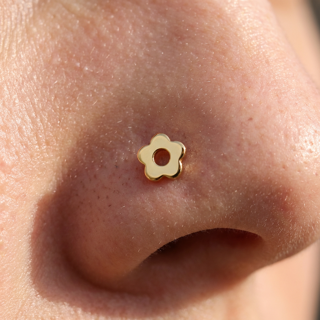 ASTM F136 Titanium 16G Hollow Floral Threadless Labret Hypoallergenic Piercing Jewelry