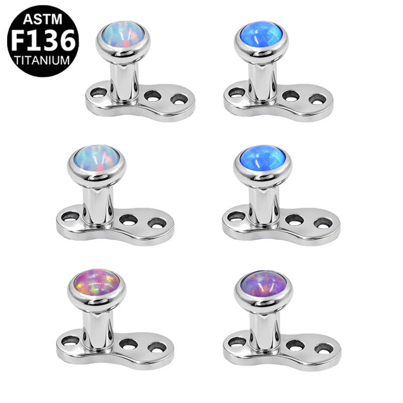 ASTM F136 Titanium 14G16G Opal Internal Thread Dermal Anchor Microdermal Professional Hypoallergenic Implant Grade Body Piercing Jewelry