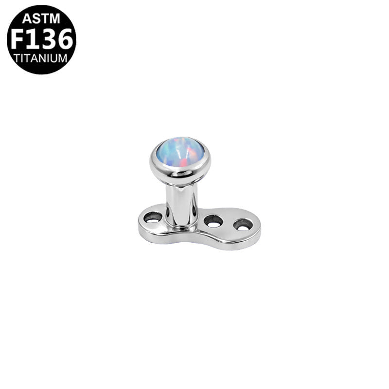 ASTM F136 Titanium 14G16G Opal Internal Thread Dermal Anchor Microdermal Professional Hypoallergenic Implant Grade Body Piercing Jewelry