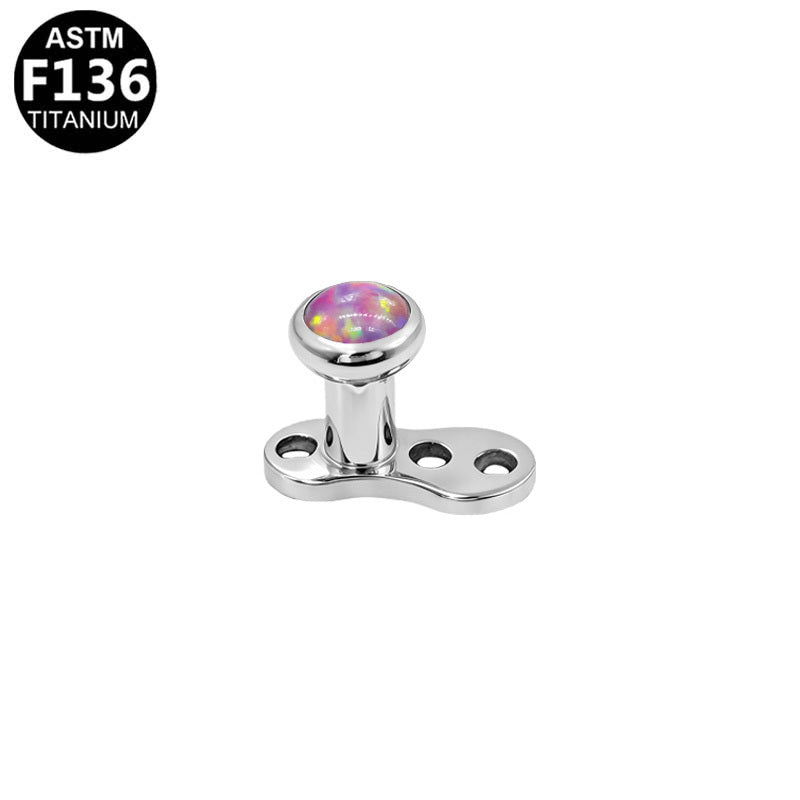 ASTM F136 Titanium 14G16G Opal Internal Thread Dermal Anchor Microdermal Professional Hypoallergenic Implant Grade Body Piercing Jewelry