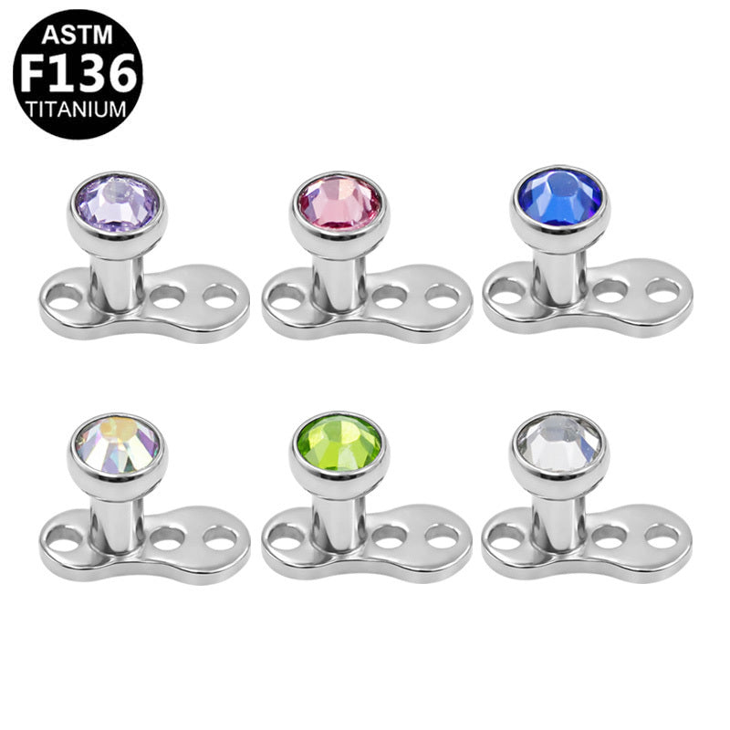 ASTM F136 Titanium 14G CZ Internal Thread Dermal Anchor Microdermal Professional Hypoallergenic Implant Grade Body Piercing Jewelry