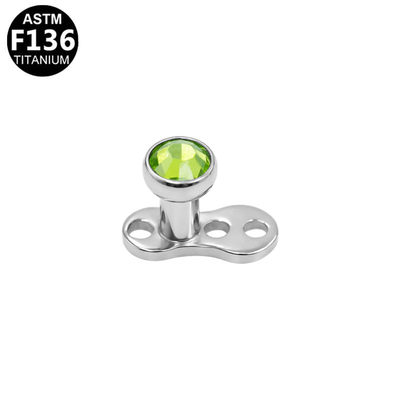 ASTM F136 Titanium 14G CZ Internal Thread Dermal Anchor Microdermal Professional Hypoallergenic Implant Grade Body Piercing Jewelry