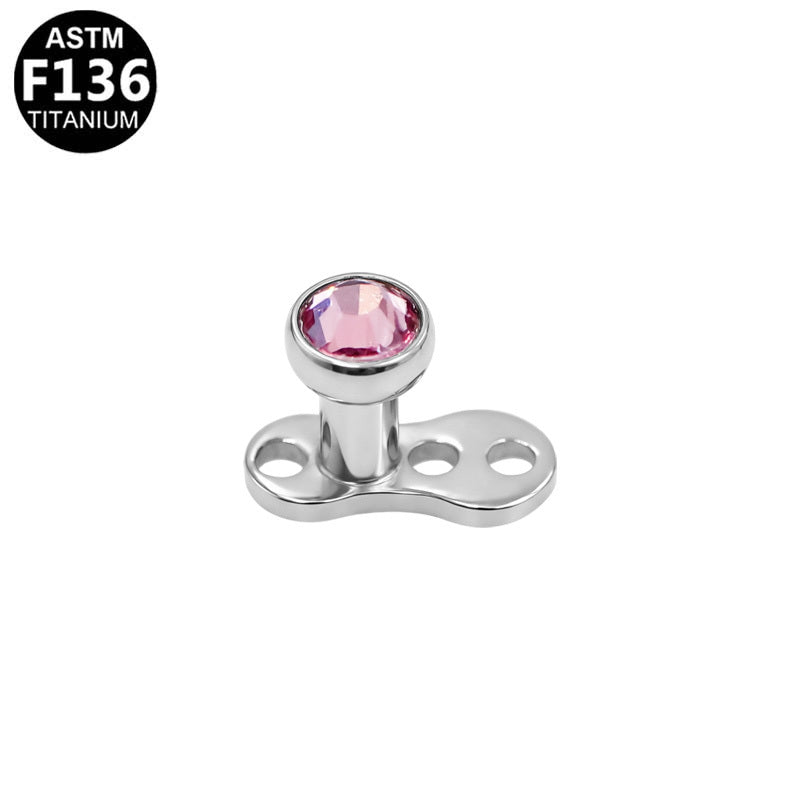 ASTM F136 Titanium 14G CZ Internal Thread Dermal Anchor Microdermal Professional Hypoallergenic Implant Grade Body Piercing Jewelry