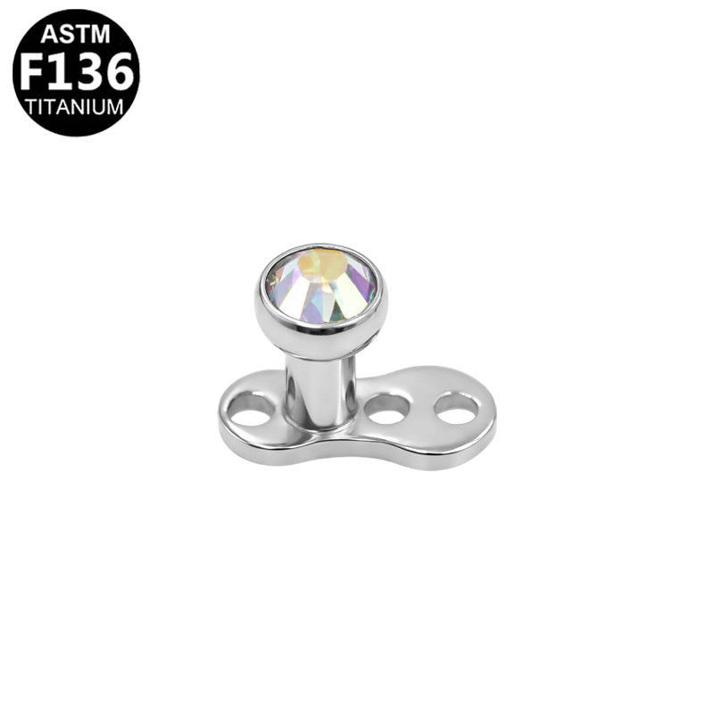 ASTM F136 Titanium 14G CZ Internal Thread Dermal Anchor Microdermal Professional Hypoallergenic Implant Grade Body Piercing Jewelry