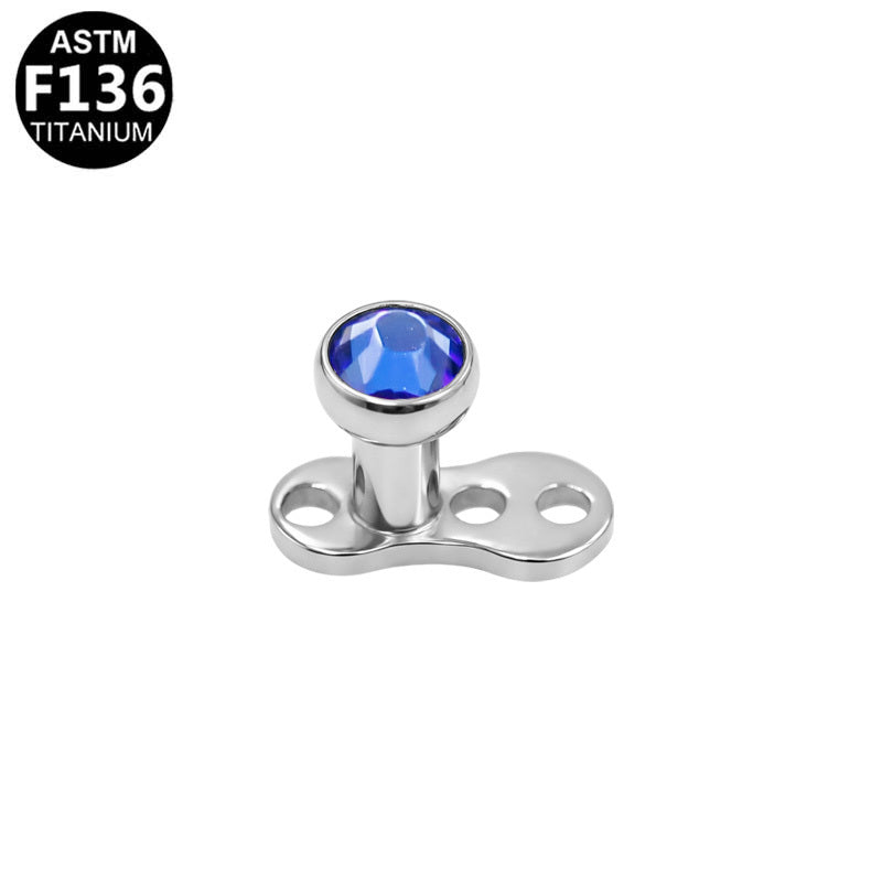 ASTM F136 Titanium 14G CZ Internal Thread Dermal Anchor Microdermal Professional Hypoallergenic Implant Grade Body Piercing Jewelry