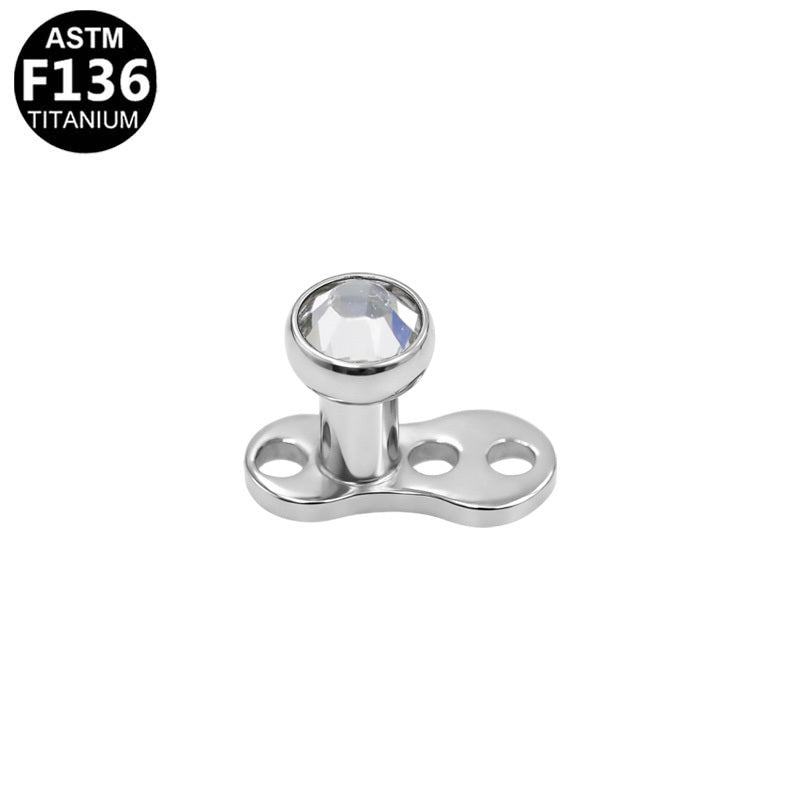 ASTM F136 Titanium 14G CZ Internal Thread Dermal Anchor Microdermal Professional Hypoallergenic Implant Grade Body Piercing Jewelry