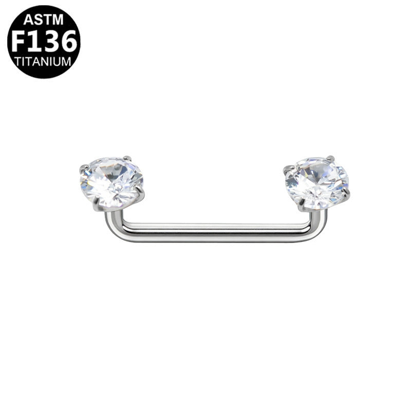 ASTM F136 Titanium 16G Prong-Set Clear CZ Internal Thread Dermal Anchor Professional Hypoallergenic Implant Grade Body Piercing Jewelry