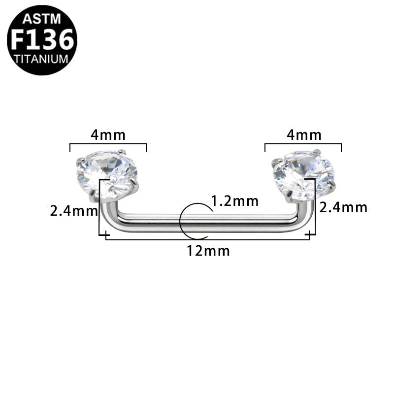 ASTM F136 Titanium 16G Prong-Set Clear CZ Internal Thread Dermal Anchor Professional Hypoallergenic Implant Grade Body Piercing Jewelry