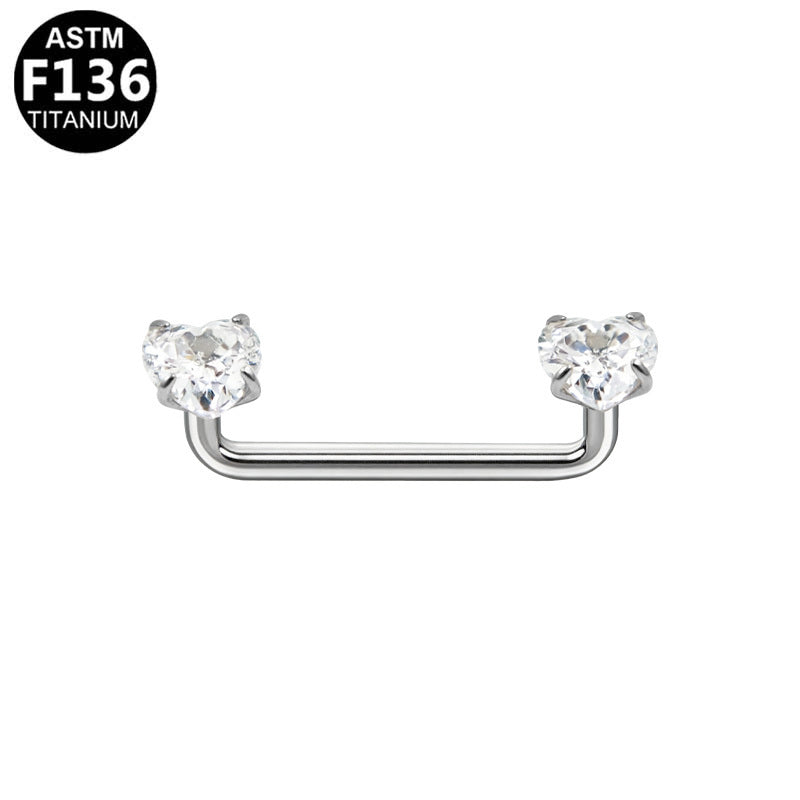 ASTM F136 Titanium 16G Heart-Cut CZ Internal Thread Dermal Anchor Body Piercing Hypoallergenic Piercing Jewelry