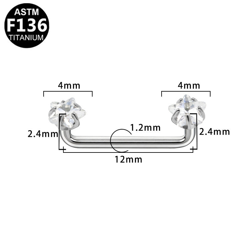 ASTM F136 Titanium 16G Star-Cut CZ InternalThread Dermal Anchor Hypoallergenic Implant Grade Body Piercing Jewelry