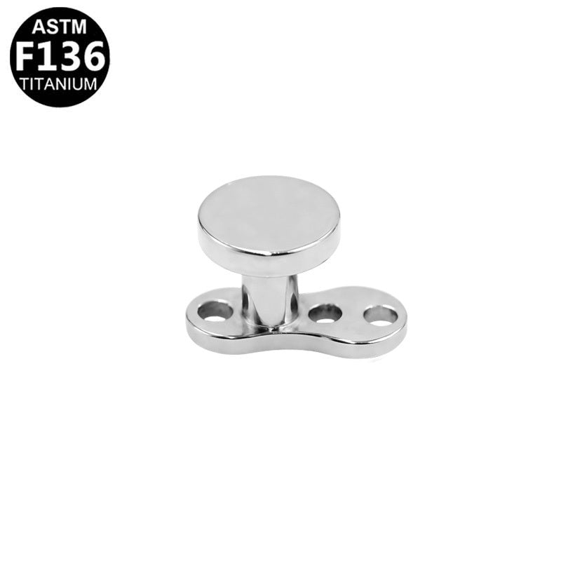 ASTM F136 Titanium 14G Minimalist Flat Disk Internal Thread Dermal Anchor High-Polish Silver Hypoallergenic Piercing Jewelry