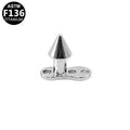 ASTM F136 Titanium 14G Spike Internal Thread Dermal Anchor High-Polish Silver Cone Hypoallergenic Piercing Jewelry