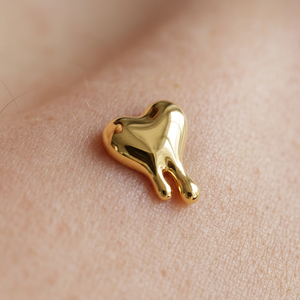 ASTM F136 Titanium 14G Dripping Heart Internal Thread Dermal Anchor Hypoallergenic Implant Grade Piercing Jewelry