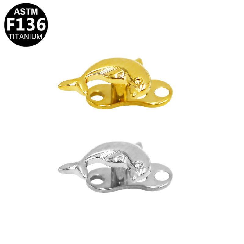 ASTM F136 Titanium 14G Dolphin Internal Thread Dermal Anchor Professional Hypoallergenic Implant Grade Piercing Jewelry