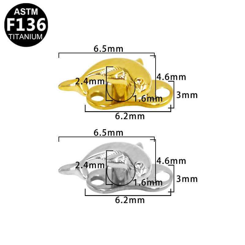 ASTM F136 Titanium 14G Dolphin Internal Thread Dermal Anchor Professional Hypoallergenic Implant Grade Piercing Jewelry