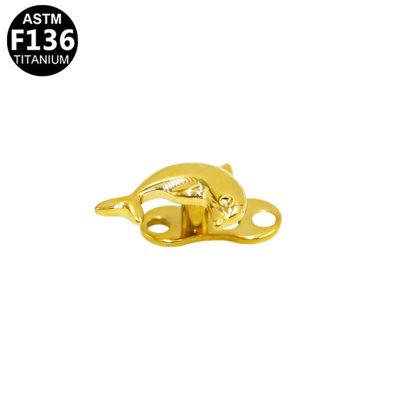 ASTM F136 Titanium 14G Dolphin Internal Thread Dermal Anchor Professional Hypoallergenic Implant Grade Piercing Jewelry