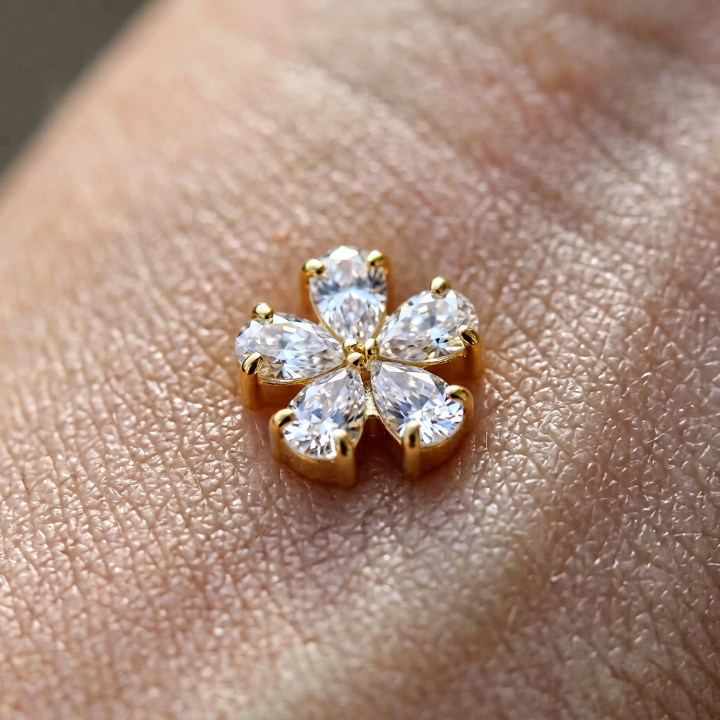 ASTM F136 Titanium 14G Flower Internal Thread Dermal Anchor Hypoallergenic Implant Grade Piercing Jewelry