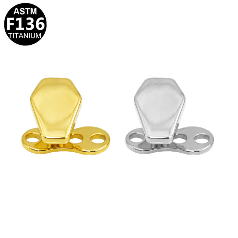 ASTM F136 Titanium 14G Coffin Internal Thread Dermal Anchor Gothic Geometric Hypoallergenic Implant Grade Piercing Jewelry