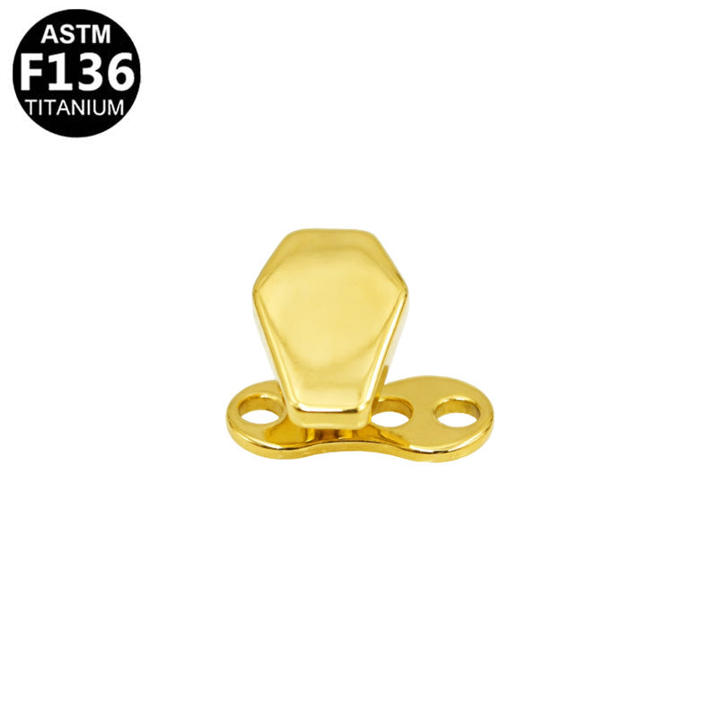 ASTM F136 Titanium 14G Coffin Internal Thread Dermal Anchor Gothic Geometric Hypoallergenic Implant Grade Piercing Jewelry