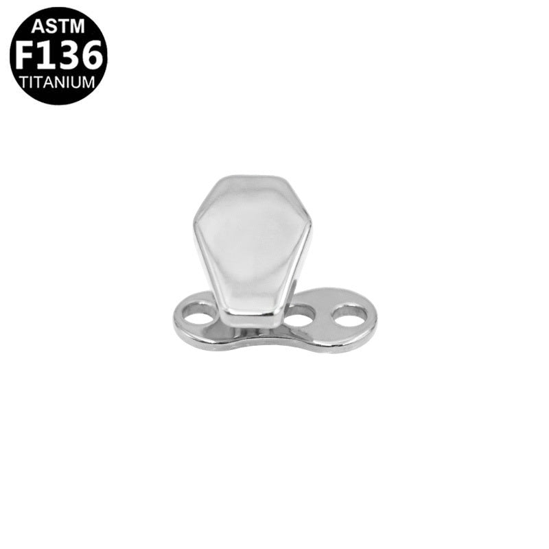 ASTM F136 Titanium 14G Coffin Internal Thread Dermal Anchor Gothic Geometric Hypoallergenic Implant Grade Piercing Jewelry