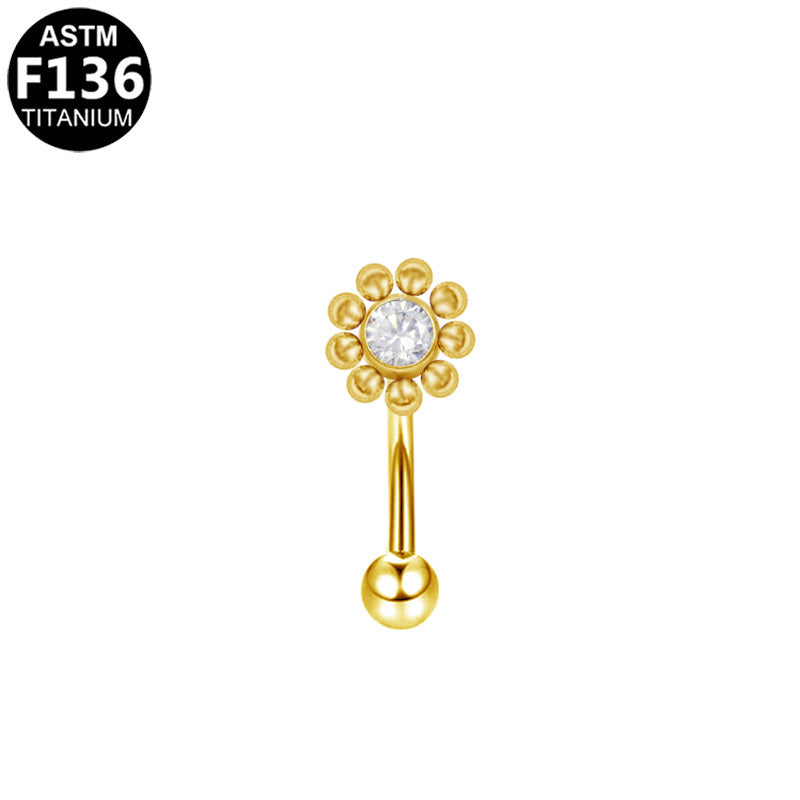 ASTM F136 Titanium 16G Flower Internal Thread Eyebrow Ring Professional Hypoallergenic Piercing Jewelry