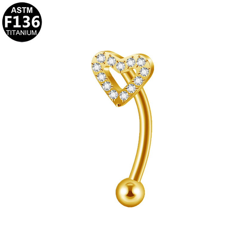 ASTM F136 Titanium 16G Heart Internal Thread Eyebrow Ring Hypoallergenic Implant Grade Body Piercing Jewelry