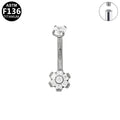 ASTM F136 Titanium 16G Flower CZ Internal Thresd Eyebrow Ring Hypoallergenic Implant Grade Piercing Jewelry