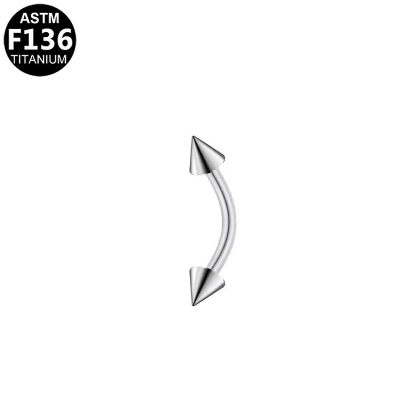 ASTM F136 Titanium 16G Spike Internal Thread Eyebrow Ring Hypoallergenic Implant Grade Piercing Jewelry