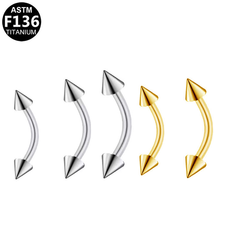 ASTM F136 Titanium 16G Spike Internal Thread Eyebrow Ring Hypoallergenic Implant Grade Piercing Jewelry