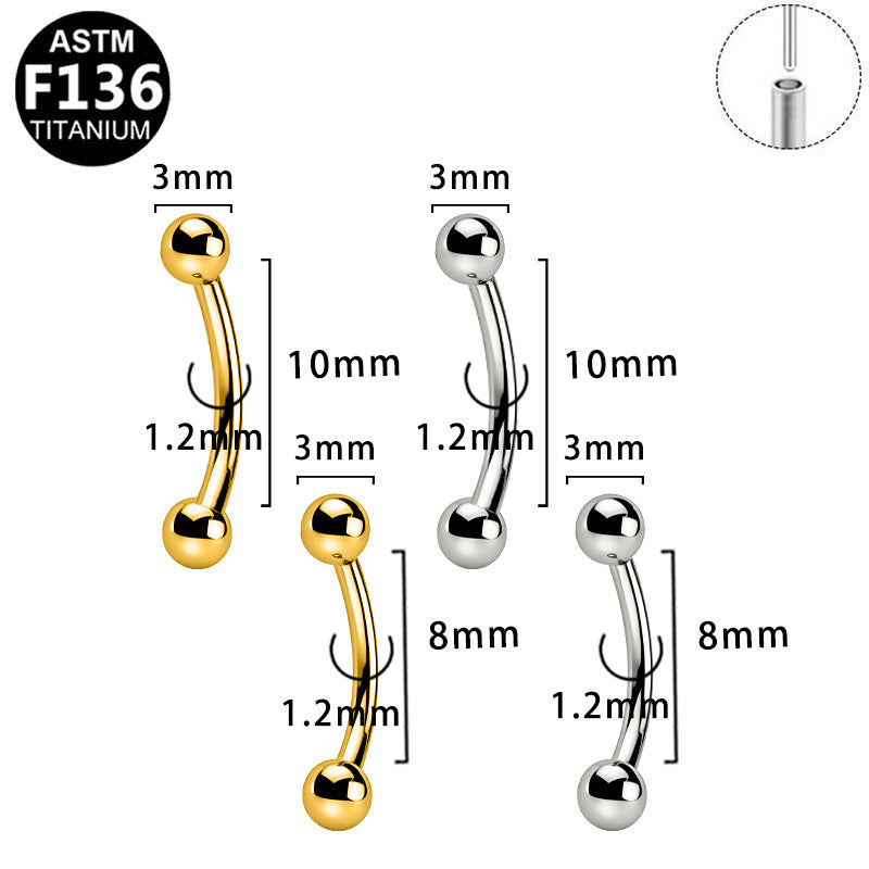 ASTM F136 Titanium 16G Minimalist Threadless Eyebrow Ring Hypoallergenic Implant Grade Piercing Jewelry