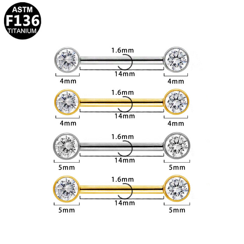 ASTM F136 Titanium 14G Threadless Nipple Ring CZ Hypoallergenic Implant Grade Body Piercing Jewelry