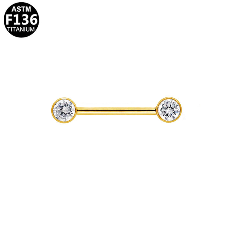 ASTM F136 Titanium 14G Threadless Nipple Ring CZ Hypoallergenic Implant Grade Body Piercing Jewelry