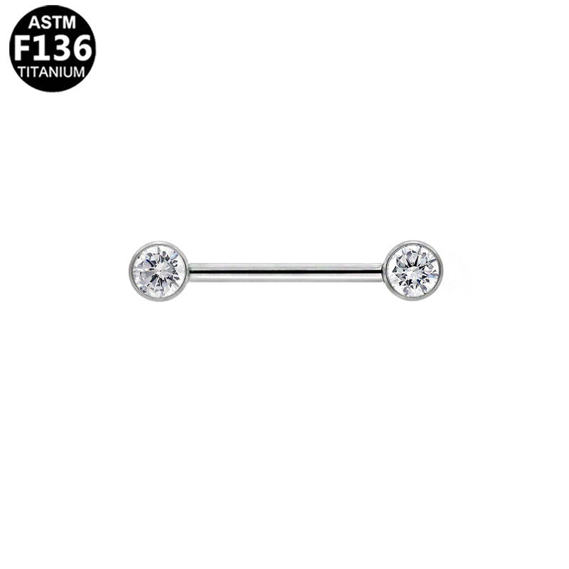ASTM F136 Titanium 14G Threadless Nipple Ring CZ Hypoallergenic Implant Grade Body Piercing Jewelry